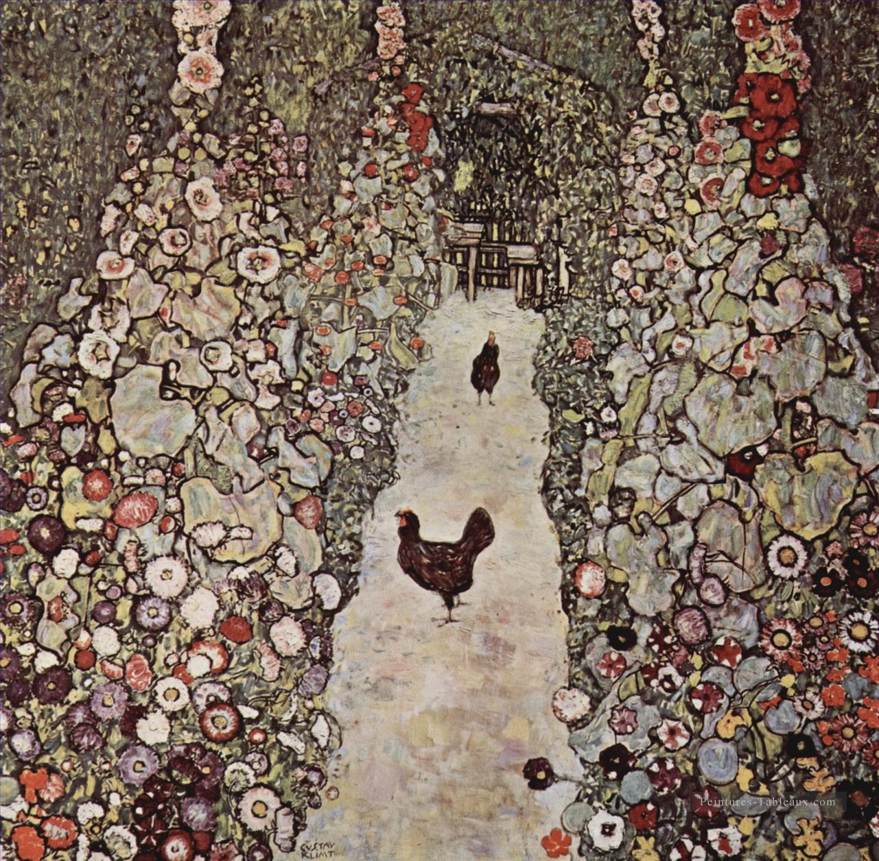 Jardin avec des coqs Gustav Klimt Peintures à l'huile